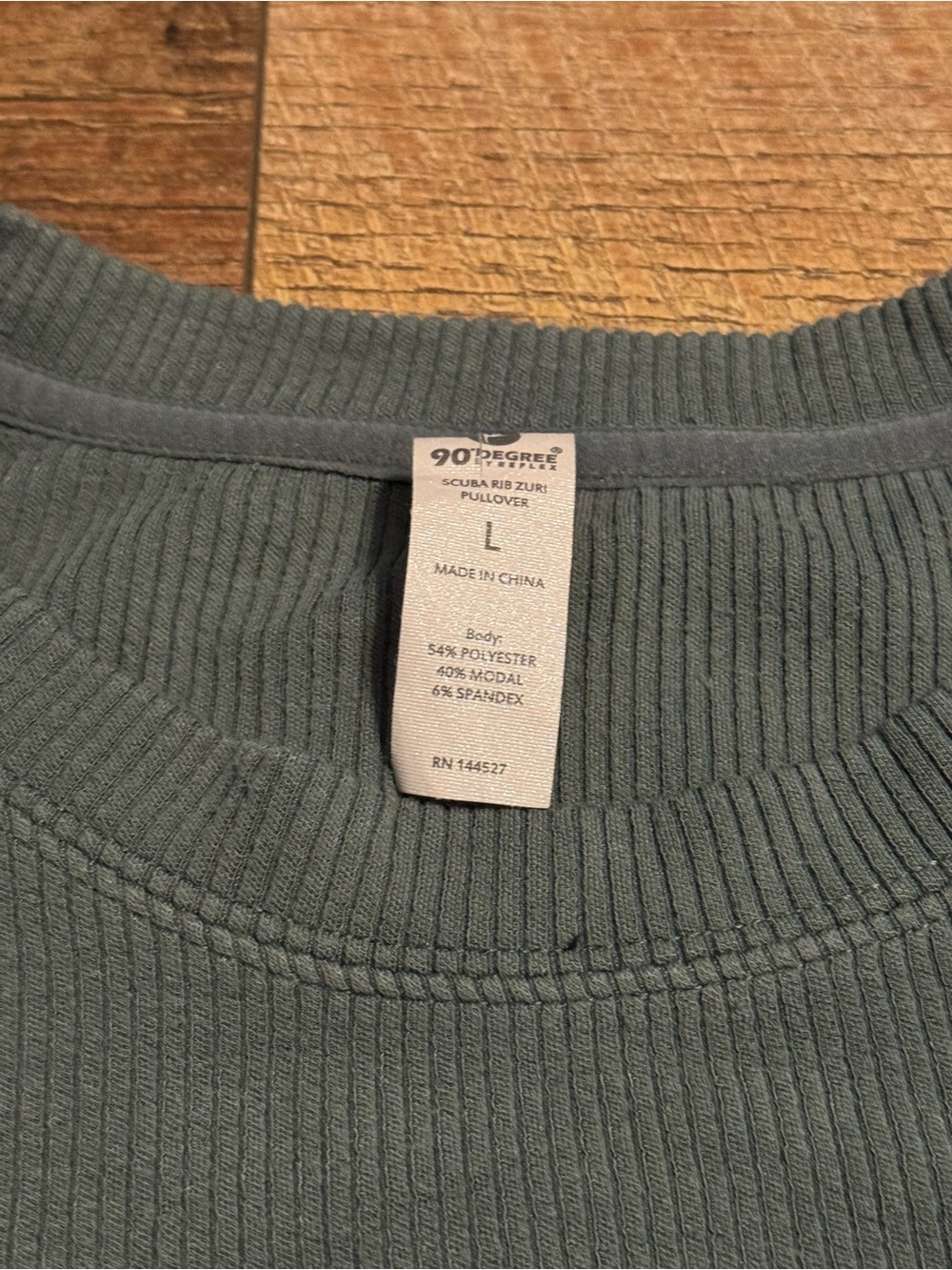 90 Degree By Reflex Ribbed Cropped Pullover in Sage Green - Picture 5 of 6